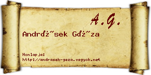 Andrásek Géza névjegykártya